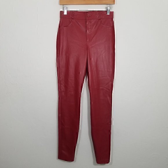 Zara Faux Leather High Rise Skinny Pants Red Size S